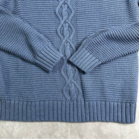 Brooks Brother Cable Knit Long Sleeve Pullover Blue Sweater Size XL Preppy - Picture 5 of 9